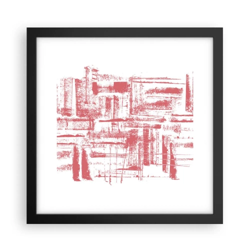Affisch i svart ram - Röd stad - 30x30 cm