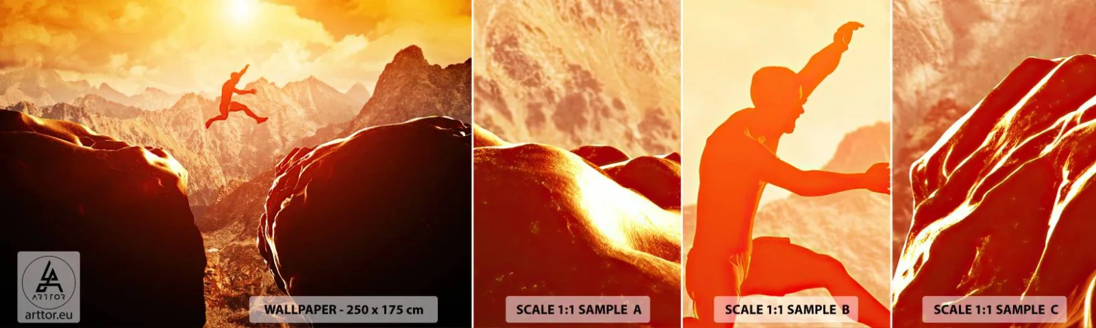 Provbit av självhäftande fototapet Deluxe Sticker - Passera gränser - Sport, Klättrande, Landskap - 100x30 cm