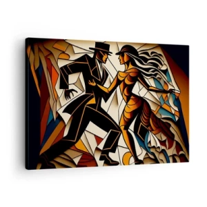 Canvastavla - Bild på duk - Ett dynamiskt par som dansar i en abstrakt form. - 70x50cm - Passionsdans - Modern väggdekoration för vardagsrum och sovrum ARTTOR