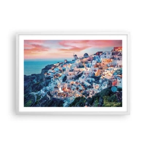 Affisch i vit ram - Din stora grekiska semester - 70x50 cm