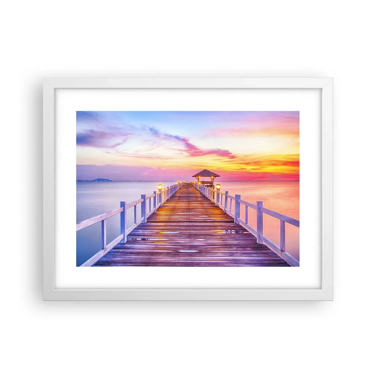 Affisch i vit ram - Kvällens lila-guld tystnad - 40x30 cm