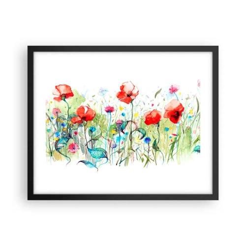 Affisch i svart ram - Majblommande äng - 50x40 cm