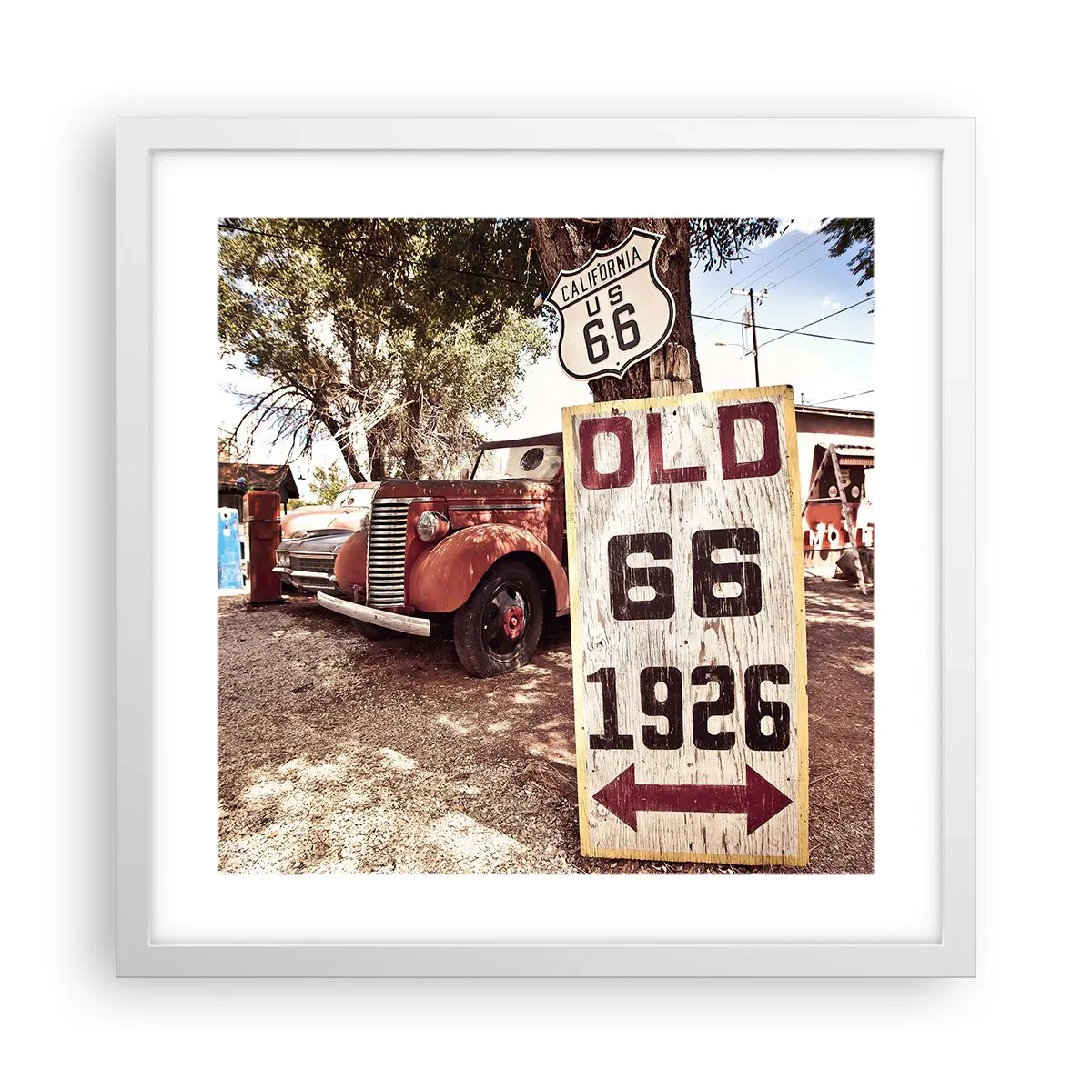 Affisch i vit ram - Amerikanska provinsens legend - 40x40 cm