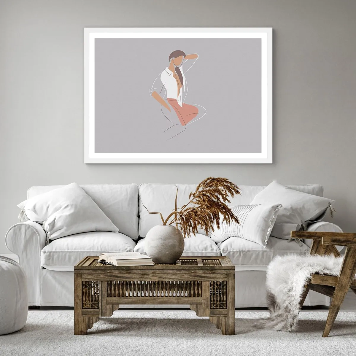 Affisch i vit ram - Charmens kontur - 60x60 cm