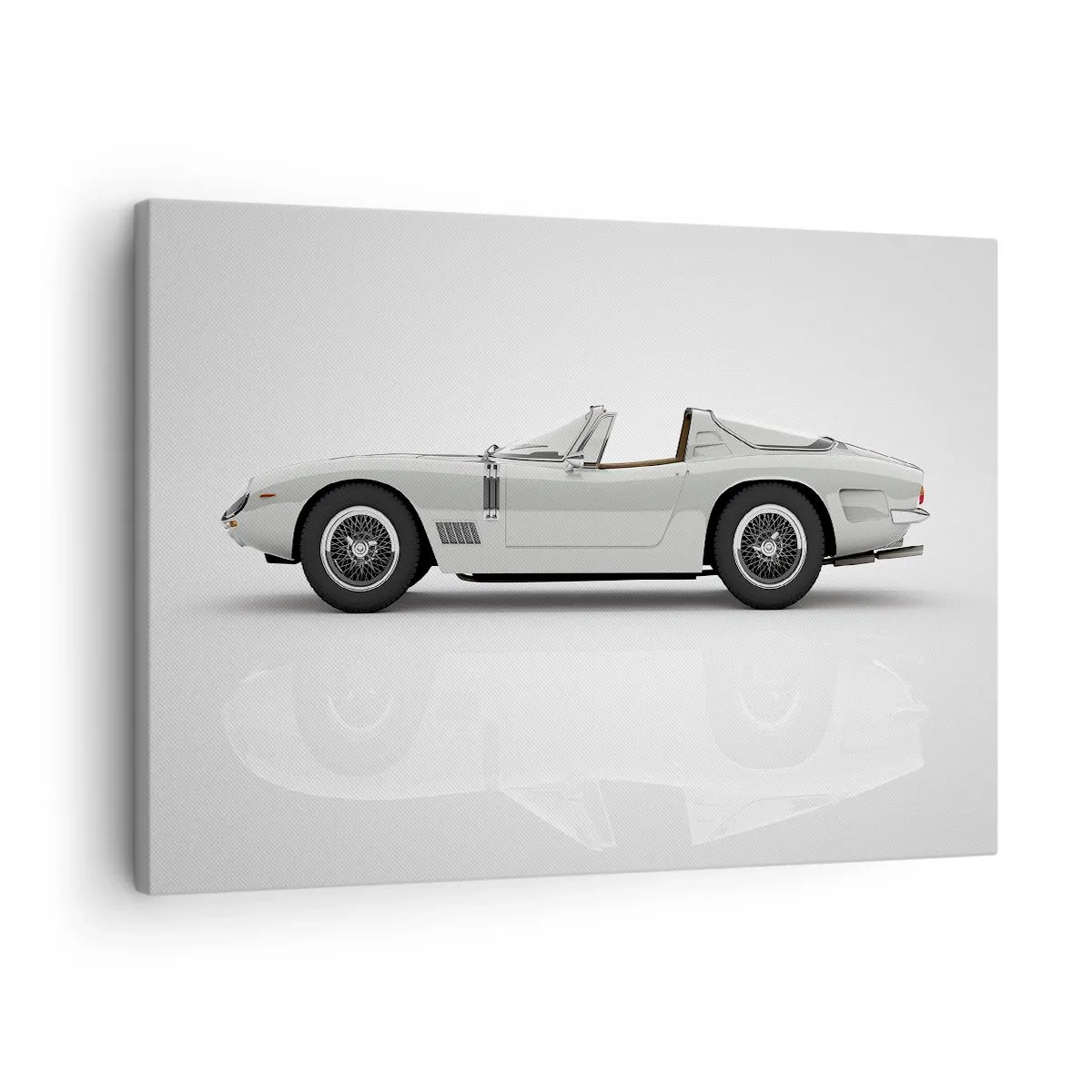 Canvastavla - Bild på duk - Klassisk vit cabriolet på en ljus bakgrund - 70x50cm - Ett löfte om lek - Modern väggdekoration för vardagsrum och sovrum ARTTOR