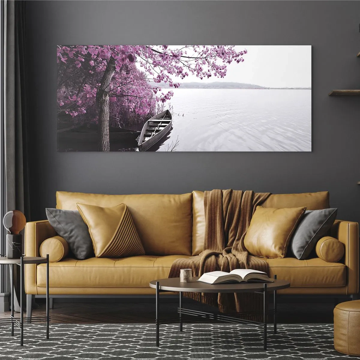 Glastavla - Bild på glas - I rosa tystnad - 120x50 cm