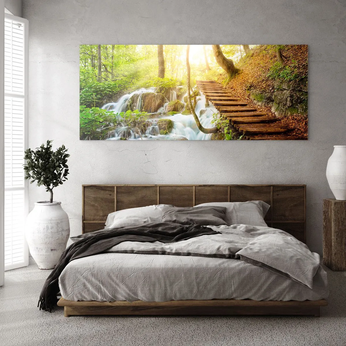 Glastavla - Bild på glas - Efterlängtad svalka - 140x50 cm