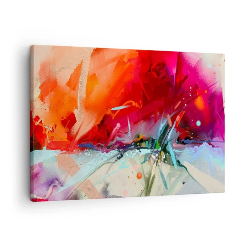 Canvastavla - Bild på duk - Abstrakt landskap i intensiva färger - 70x50cm - Ljus- och färgexplosion - Modern väggdekoration för vardagsrum och sovrum ARTTOR