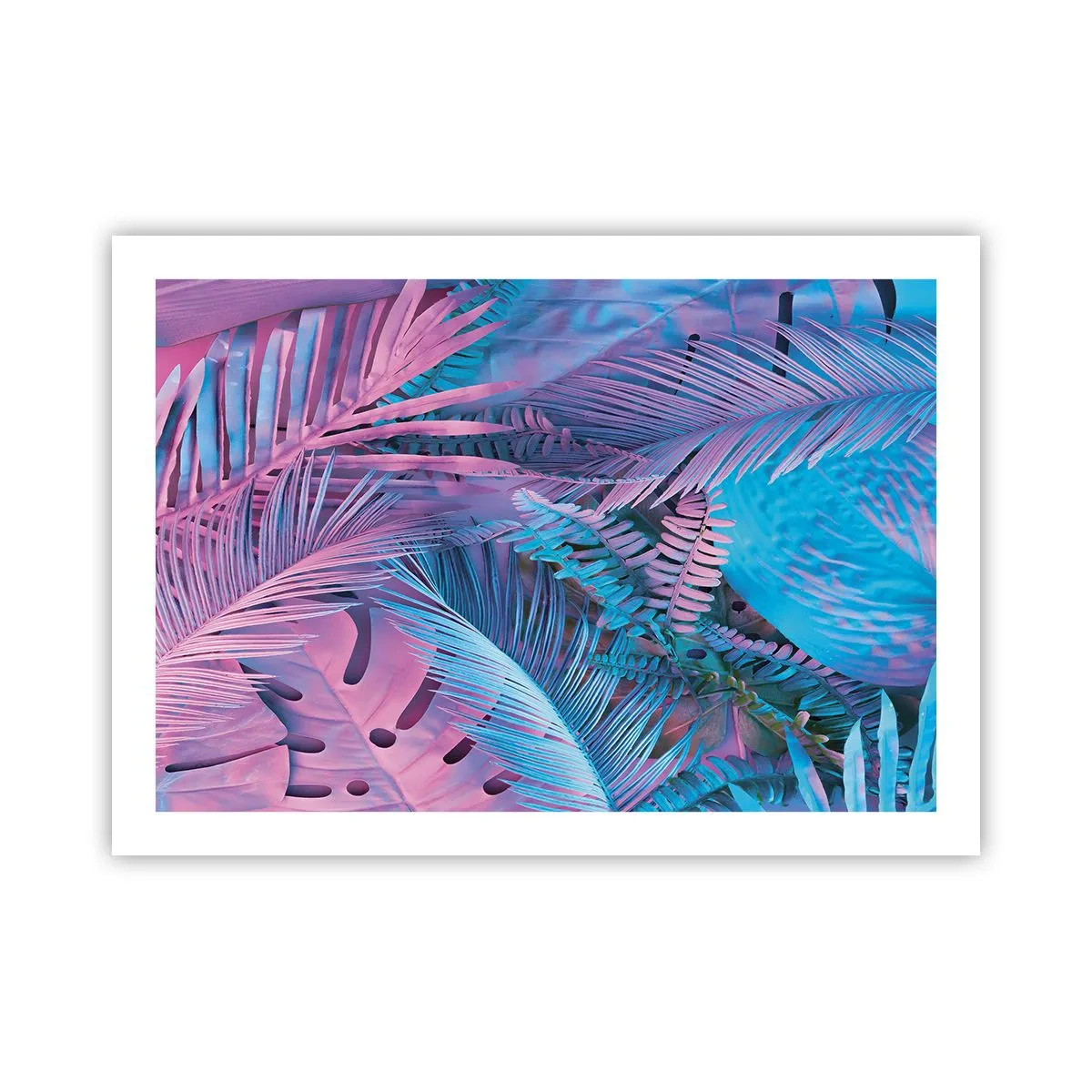 Affisch - Tropiken i rosa och blått - 70x50 cm