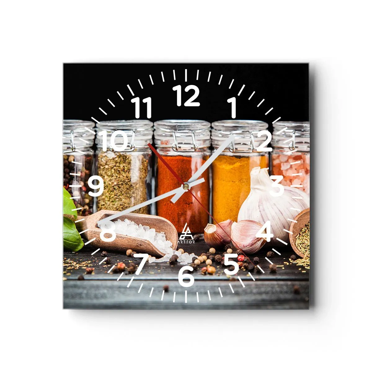 Väggklocka - Klocka på glas - Så att livet har smak - 40x40 cm