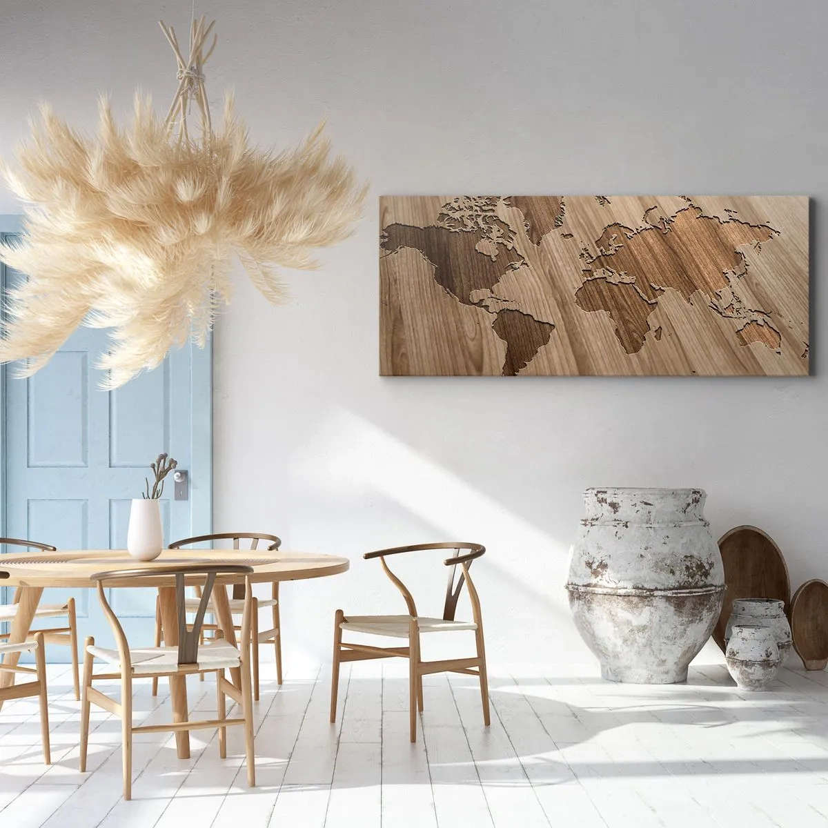 Canvastavla - Bild på duk - Världen serverad på bordet - 100x40 cm