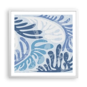Affisch i vit ram - Blåa ormbunkar - 60x60 cm