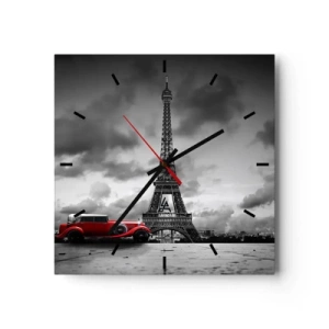 Väggklocka - Klocka på glas - Inte så länge sedan i Paris - 30x30 cm