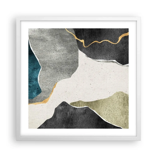 Affisch i vit ram - Mosaikkomposition med en guldtråd - 50x50 cm