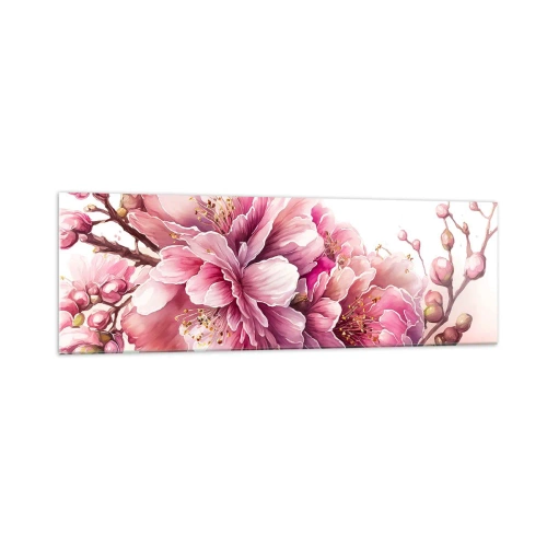 Glastavla - Bild på glas - Blommande körsbärsblomma - 160x50 cm