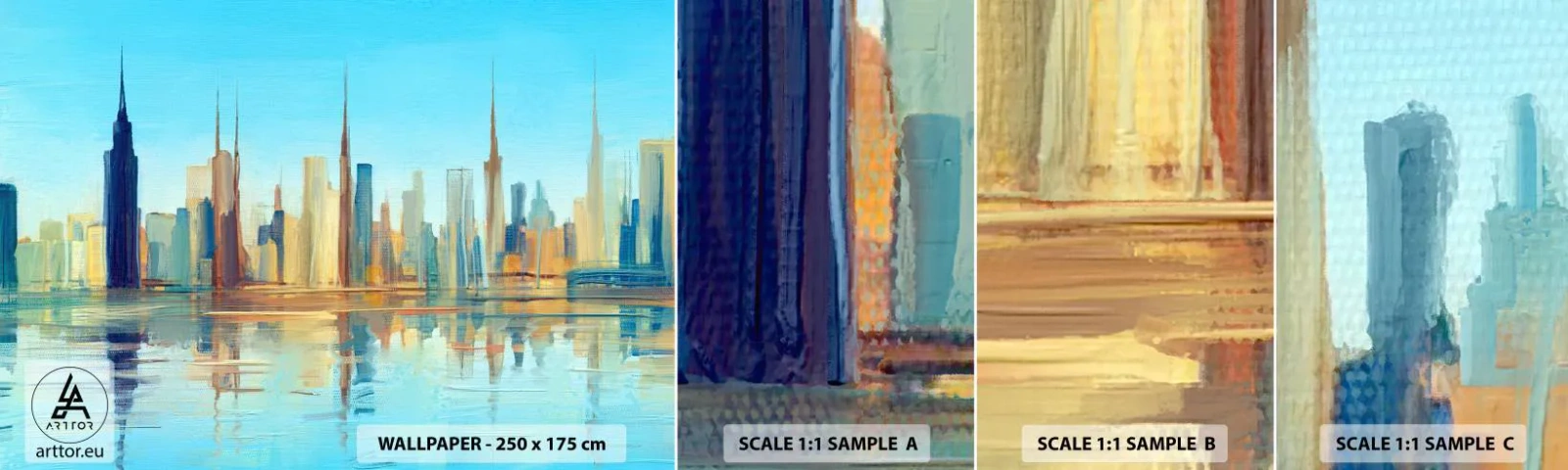 Fototapet Prov Standard Eco - Solig metropol - Stad, Arkitektur, Bit - 100x30 cm
