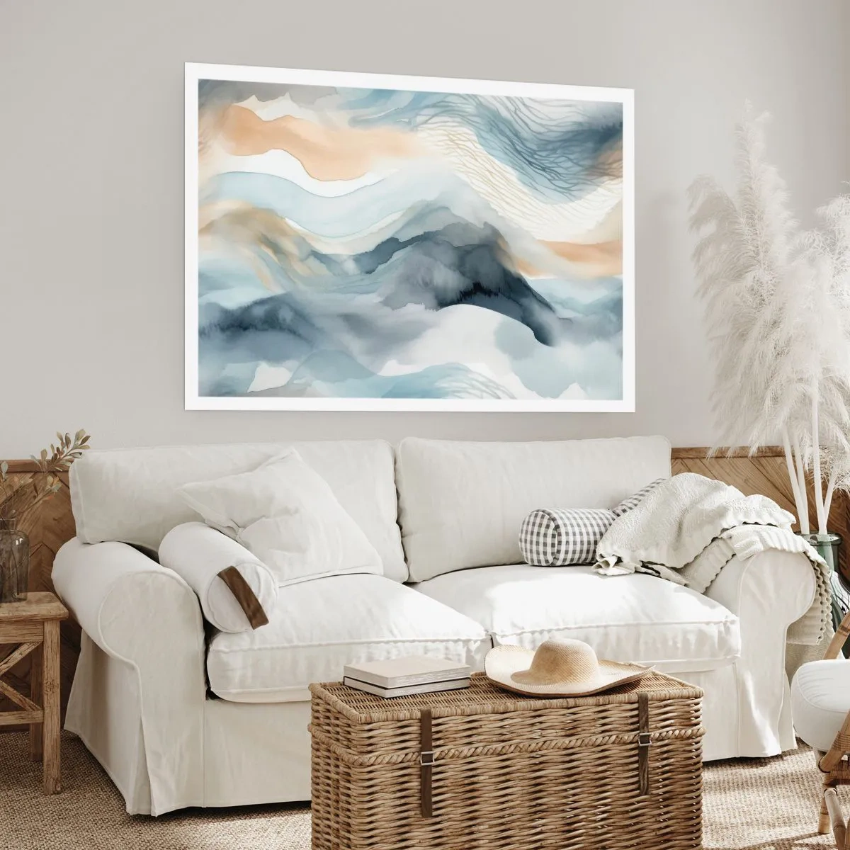 Affisch - Snöig och dimmig abstraktion - 100x70 cm