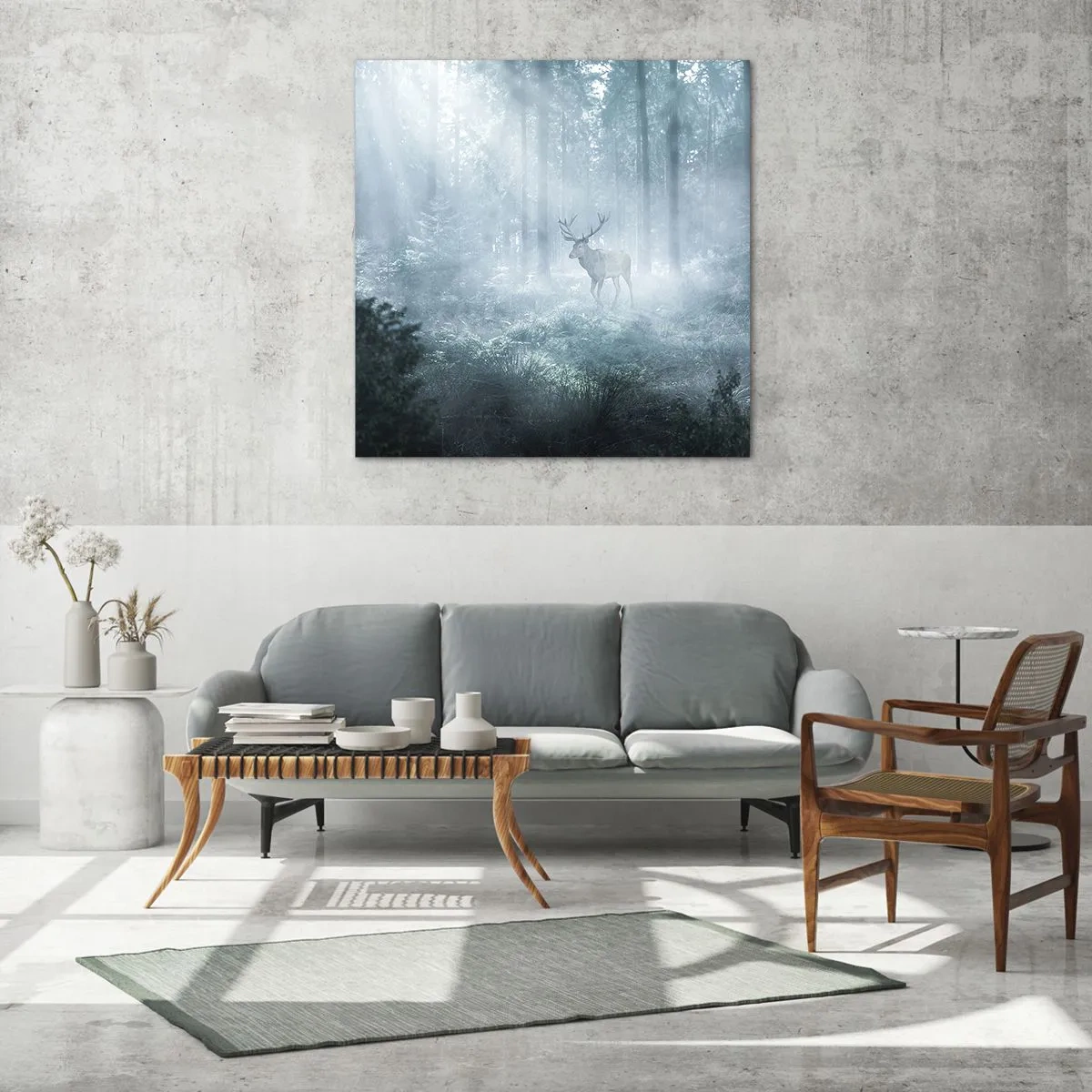 Glastavla - Bild på glas - Morgonrond runt godset - 50x50 cm