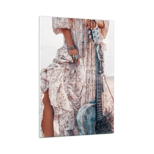 Glastavla - Bild på glas - Flower power på väg - 80x120 cm