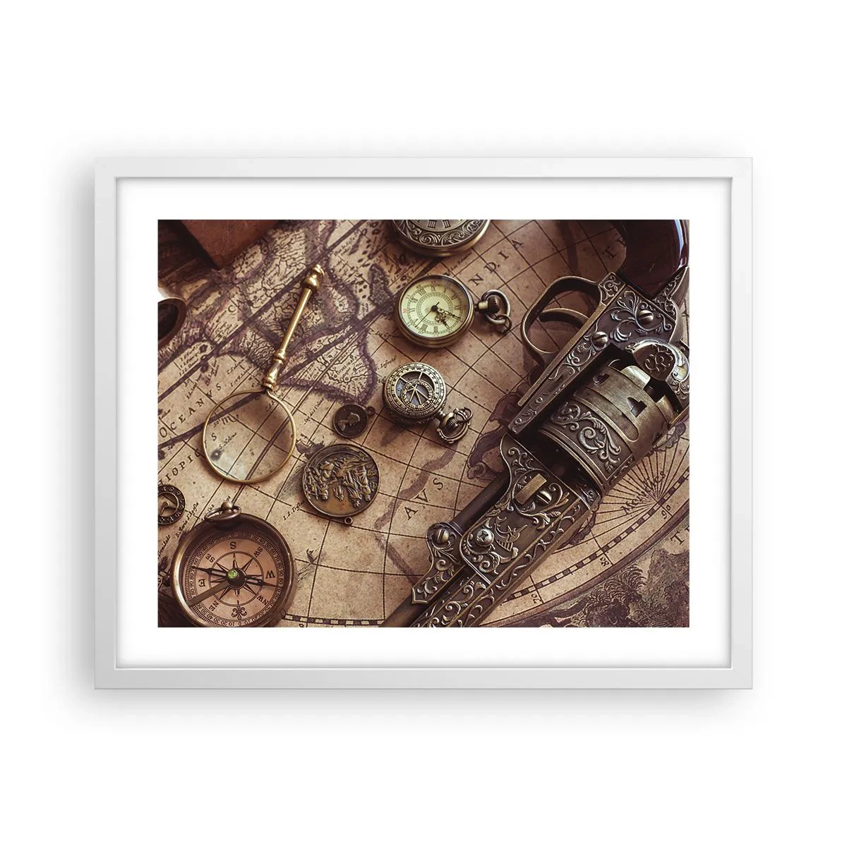 Affisch i vit ram - Äventyret kallar - 50x40 cm