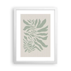 Affisch i vit ram - Smaragdgrön gren - 30x40 cm