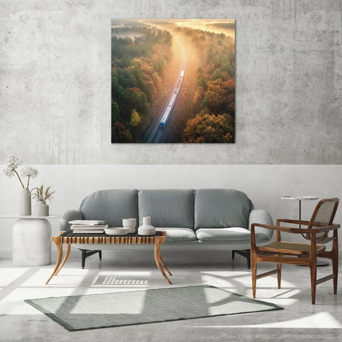 Glastavla - Bild på glas - Höstresa - 40x40 cm