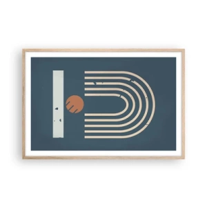 Affisch i ram av ljusek - Geometri mot mörkblå bakgrund - 91x61 cm