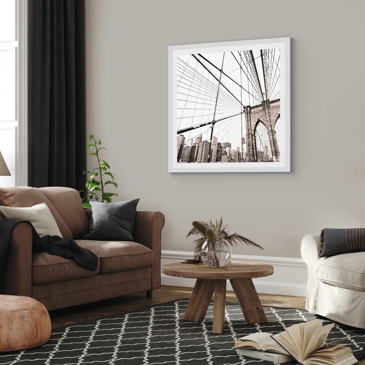 Affisch i vit ram - Domkyrkan i New York - 50x50 cm