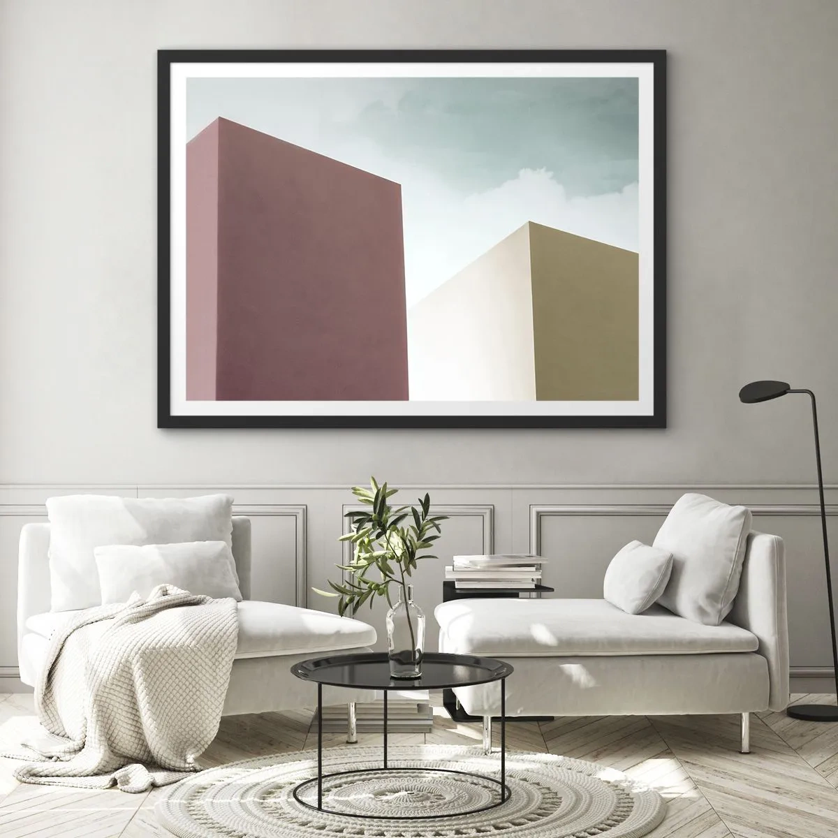 Affisch i svart ram - Geometri av en solig sommar - 100x70 cm