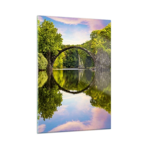 Glastavla - Bild på glas - På skarven mellan två världar - 50x70 cm