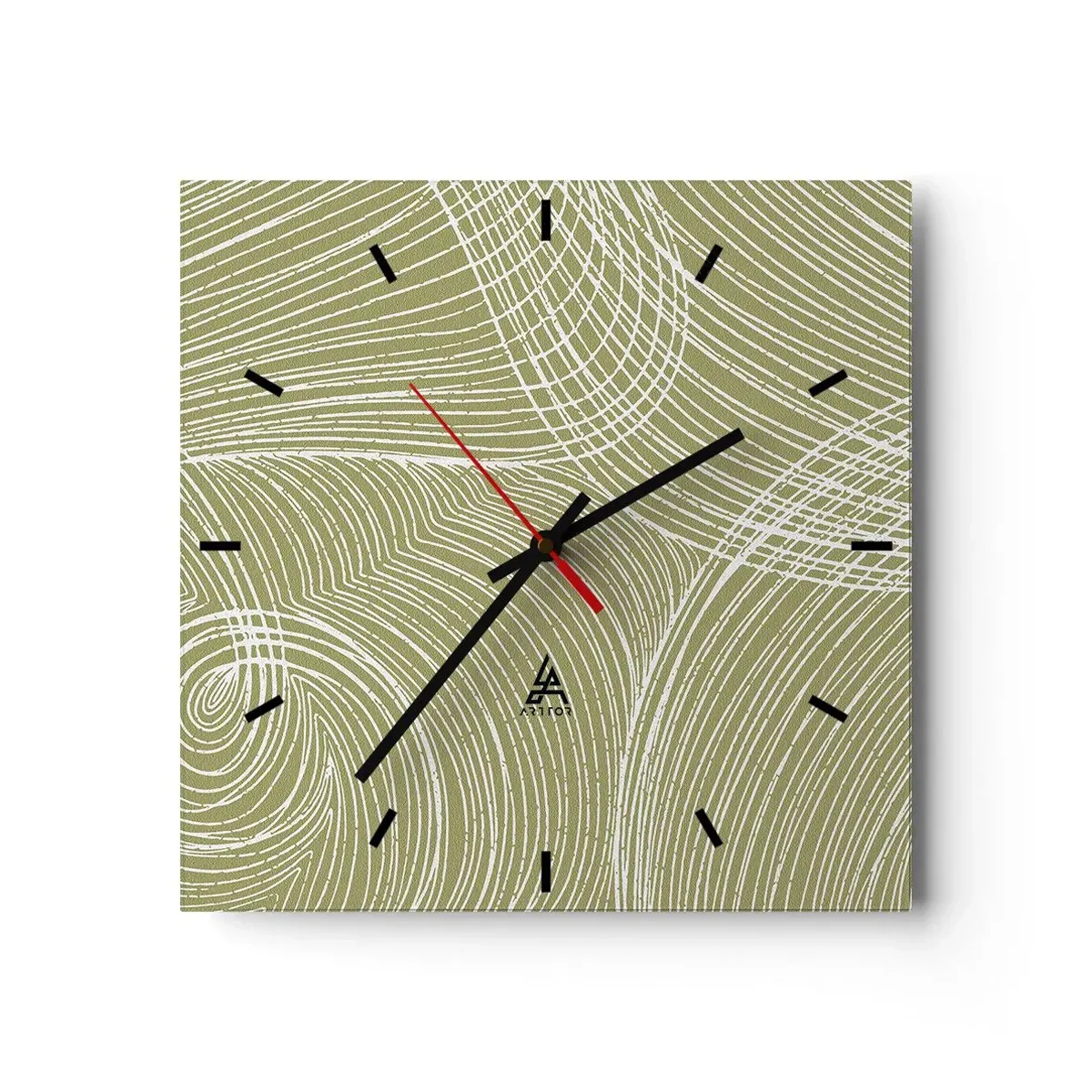 Väggklocka - Klocka på glas - Intrikat abstraktion i vitt - 40x40 cm