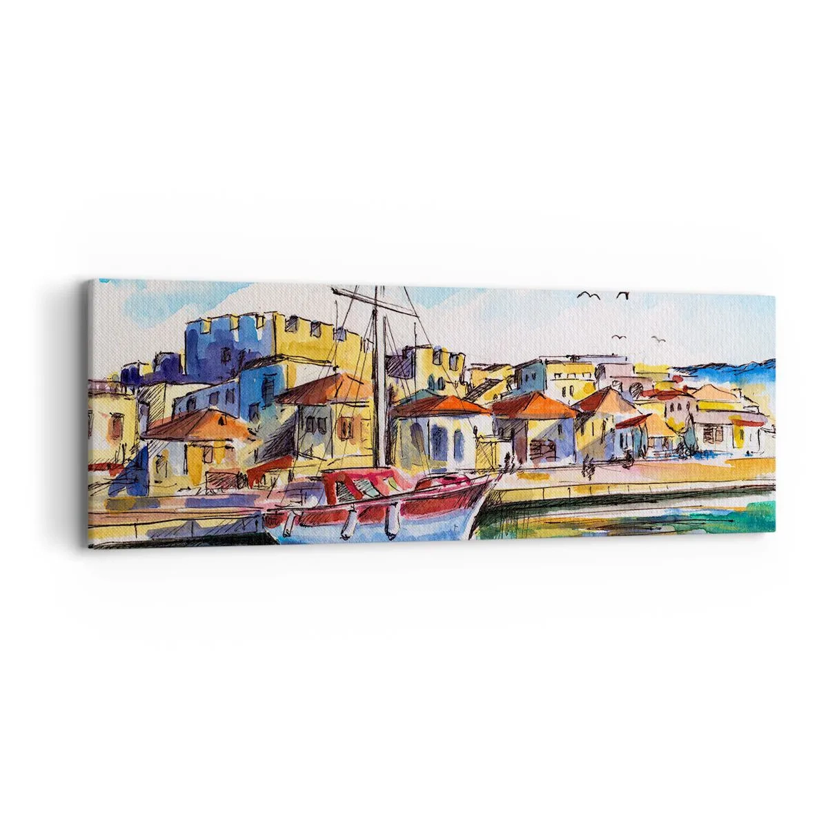 Canvastavla - Bild på duk - Regnbågseftermiddag - 90x30 cm