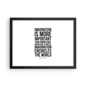 Affisch i svart ram - Einstein om fantasins styrka - 40x30 cm