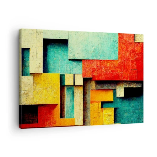 Canvastavla - Bild på duk - Abstrakta geometriska former i livfulla färger - 70x50cm - Festival av räta vinklar - Modern väggdekoration för vardagsrum och sovrum ARTTOR