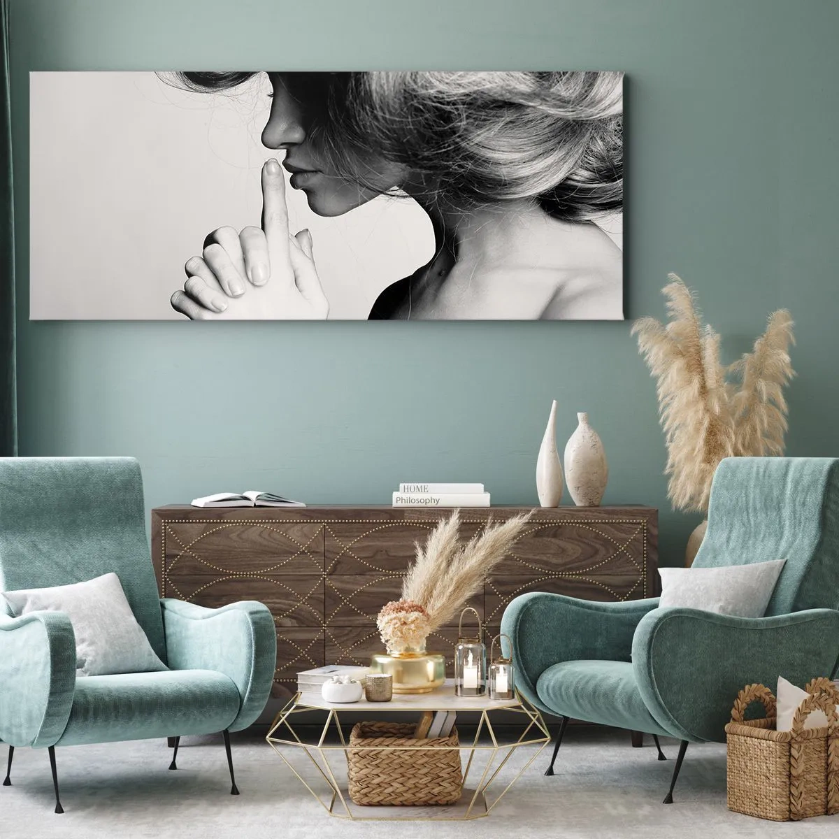 Canvastavla - Bild på duk - Lyssnar på sig själv - 120x50 cm