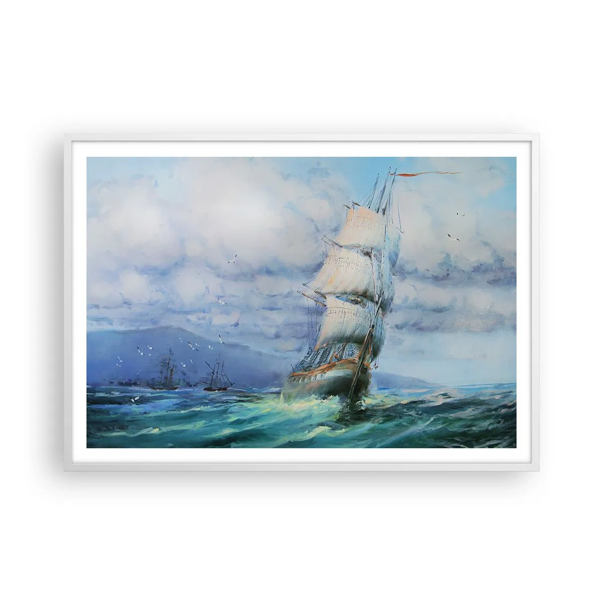 Affisch i vit ram - Goda vindar - 100x70 cm