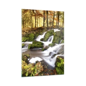 Glastavla - Bild på glas - Kvickt genom höstskogen - 50x70 cm