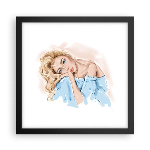Affisch i svart ram - Drömmande i blått - 30x30 cm