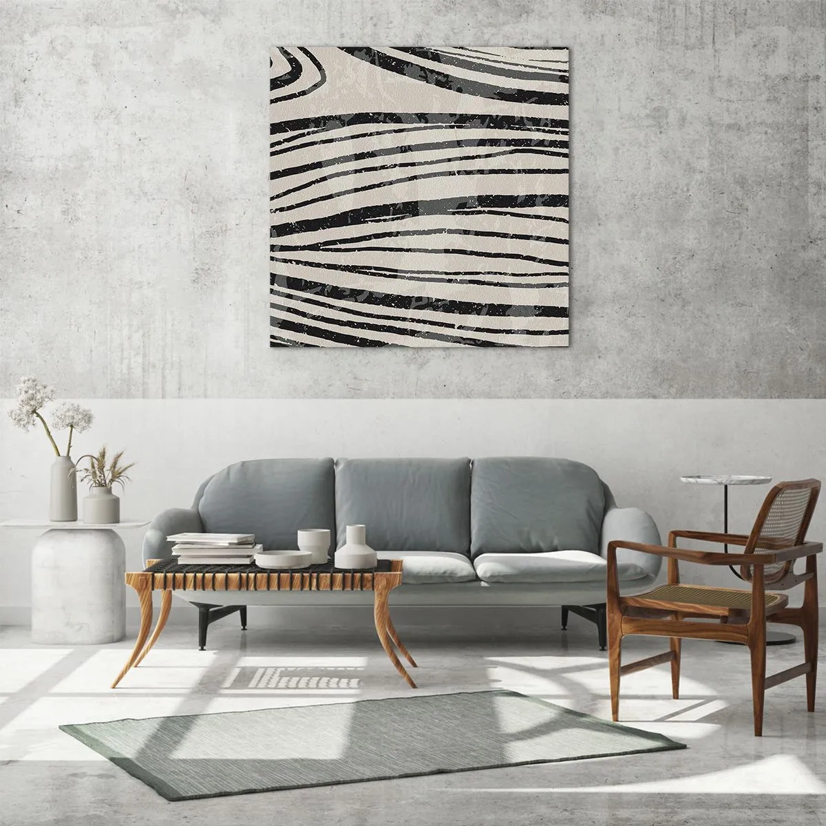 Glastavla - Bild på glas - Stänk av linjer - 70x70 cm