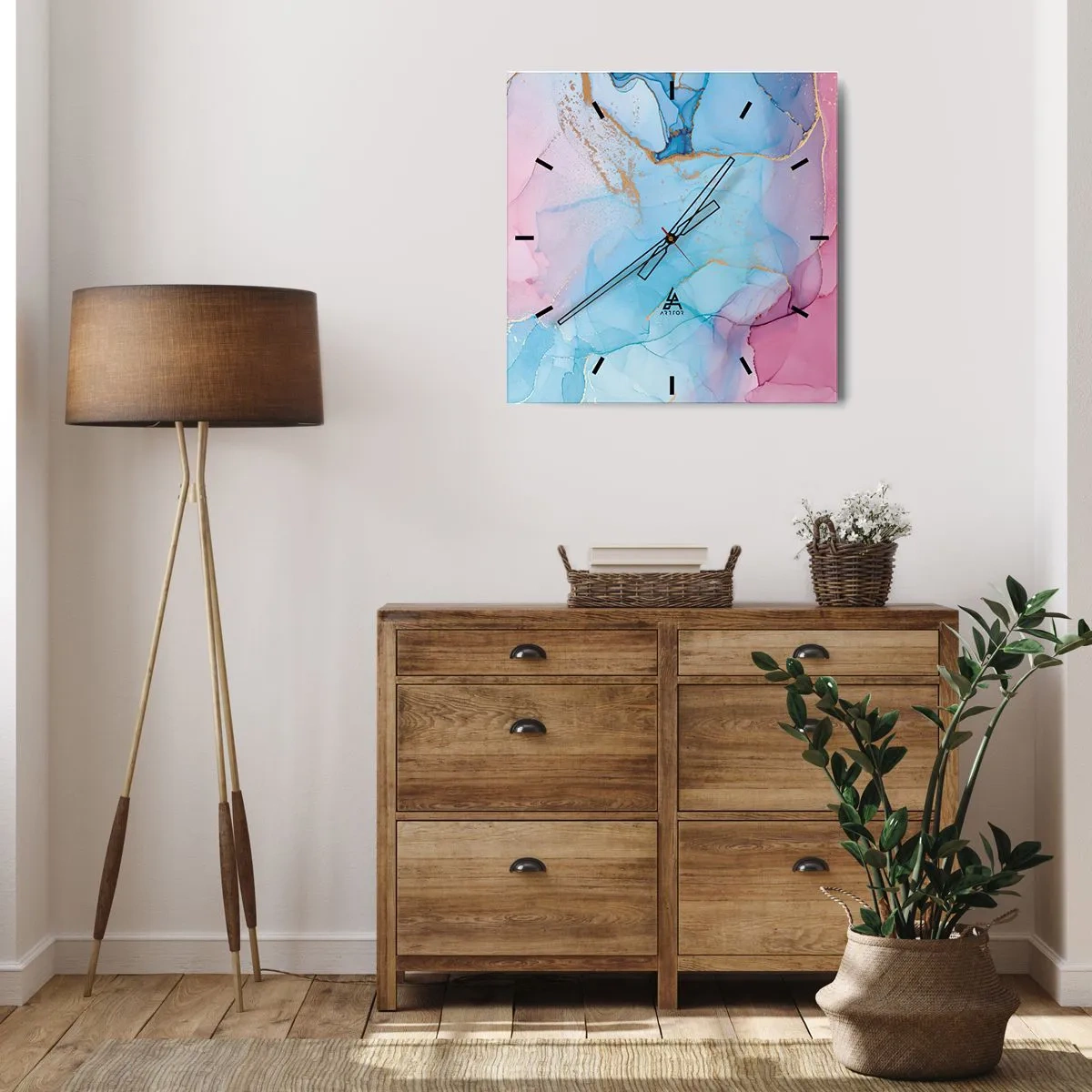 Väggklocka - Klocka på glas - Möte och infiltration - 40x40 cm