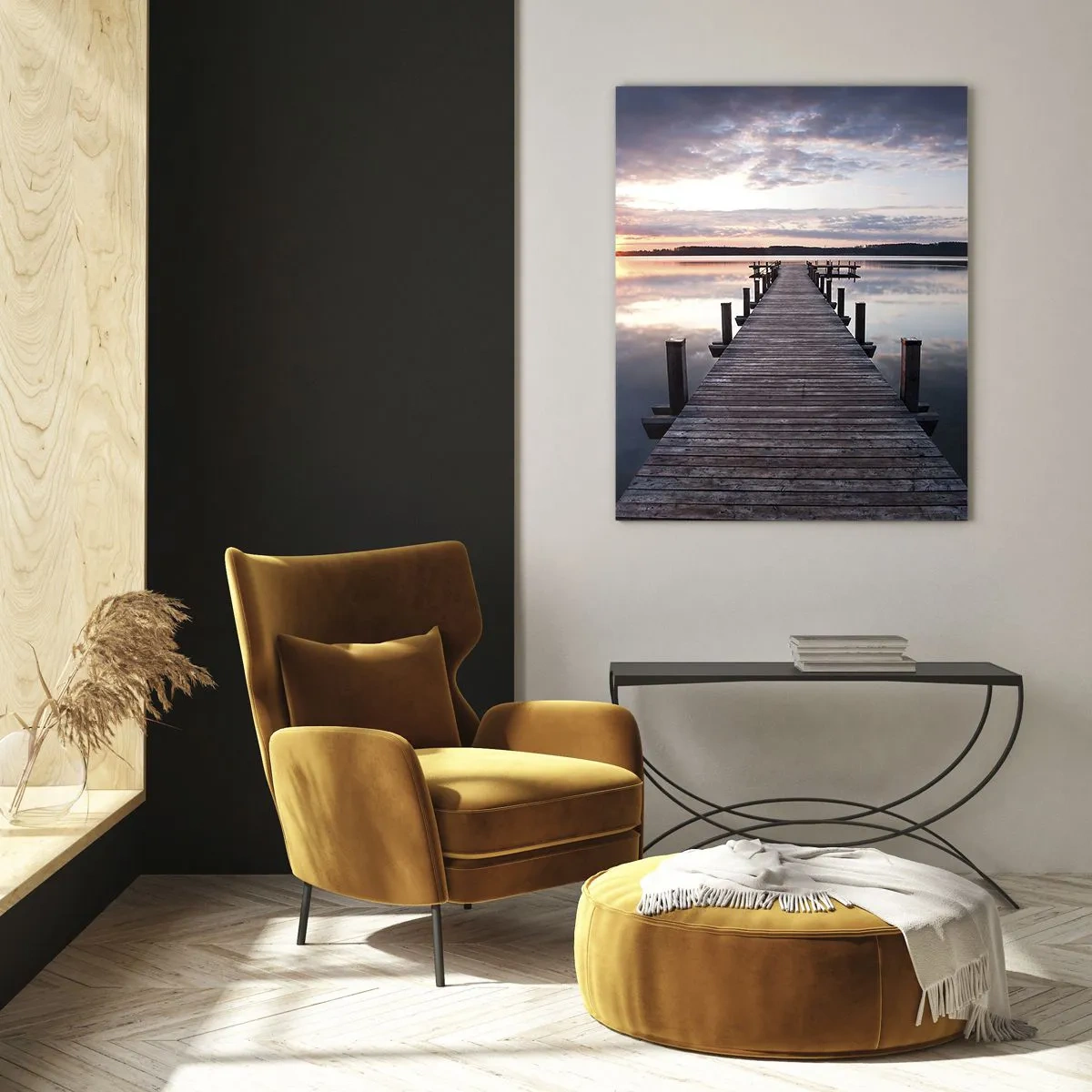 Glastavla - Bild på glas - Den tysta gränsen mellan dag och natt - 50x70 cm