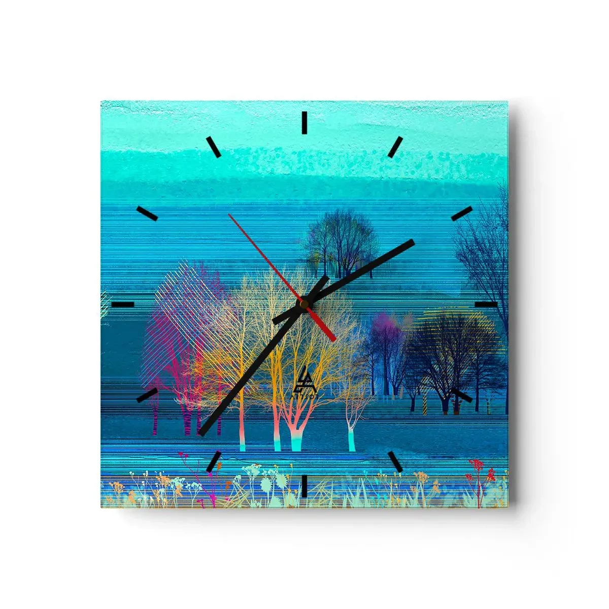 Väggklocka - Klocka på glas - Finkammat landskap - 30x30 cm