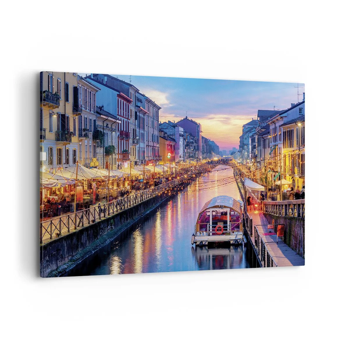 Canvastavla - Bild på duk - Ljusets och nöjets kväll - 120x80 cm
