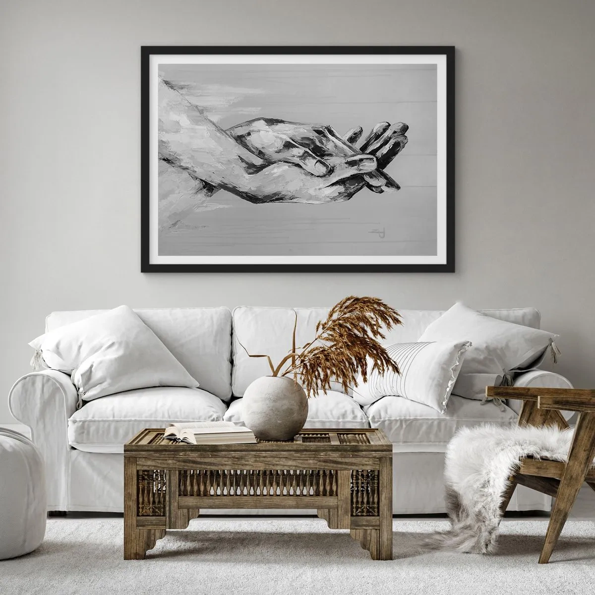 Affisch i svart ram - Början... - 70x50 cm