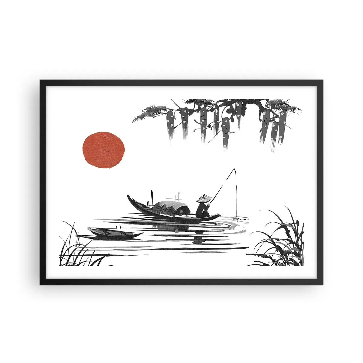 Affisch i svart ram - Asiatisk eftermiddag - 70x50 cm