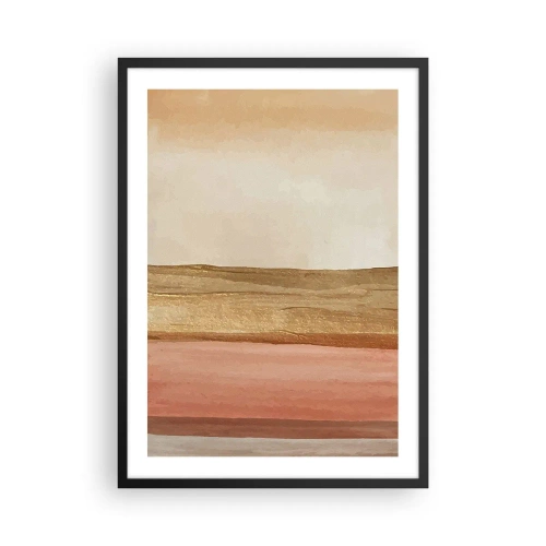 Affisch i svart ram - En abstrakt komposition i varma nyanser av beige och rosa. - 50x70cm - Vertikal komposition - Modern väggdekoration för vardagsrum och sovrum ARTTOR