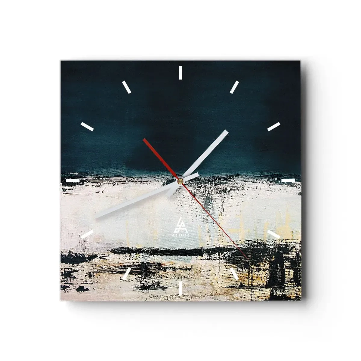 Väggklocka - Klocka på glas - Horisontell komposition - 30x30 cm