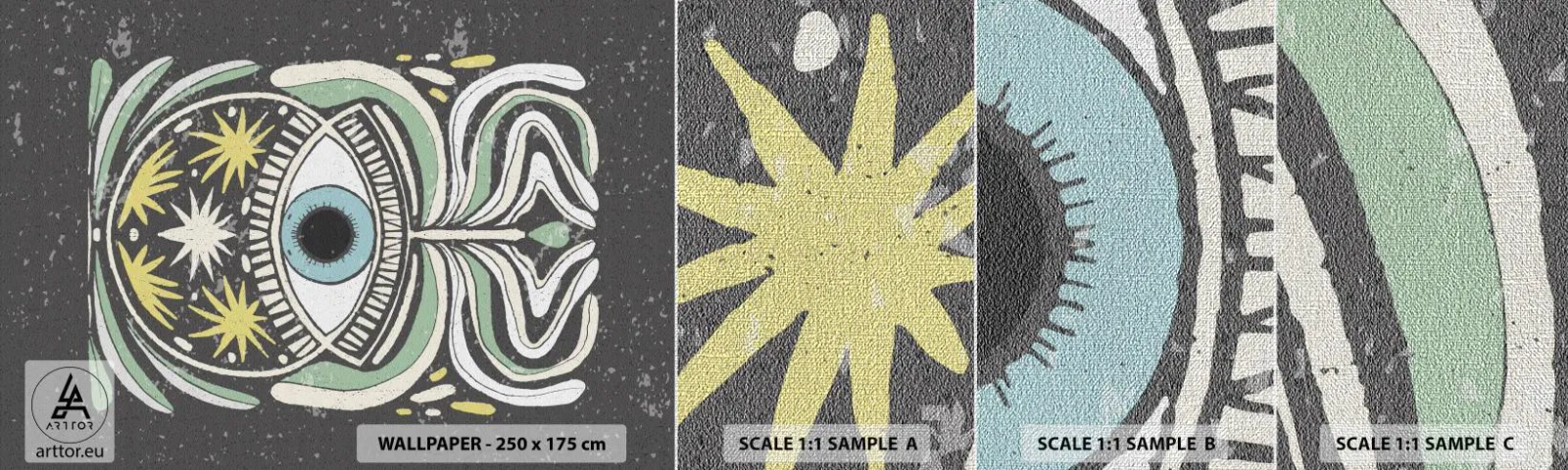 Provbit av fototapet Premium Canvas - Stamritualer - Boho, Öga, Pastell - 100x30 cm