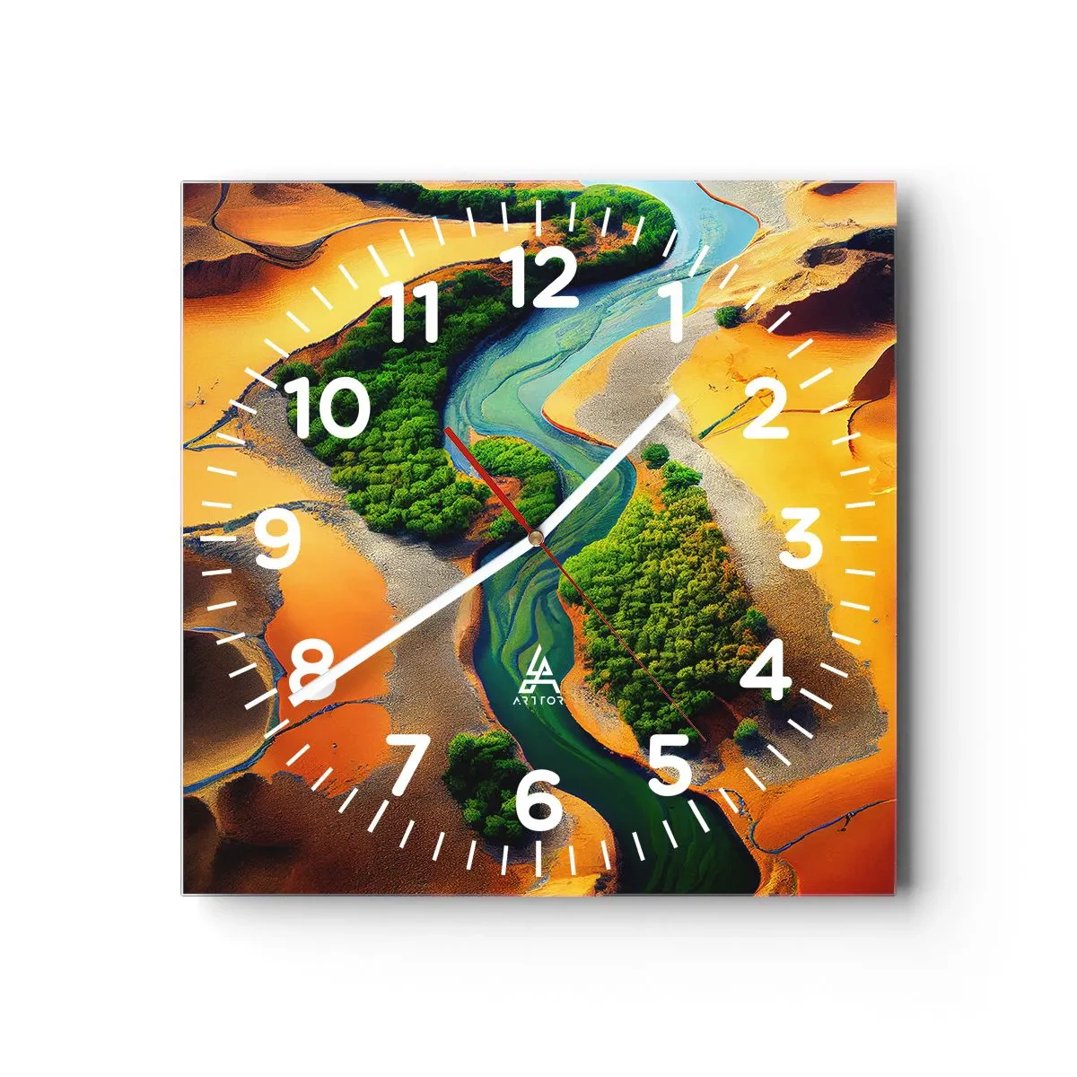 Väggklocka - Klocka på glas - Livgivande flod - 40x40 cm