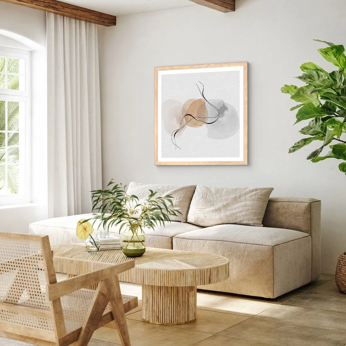 Affisch i ram av ljusek - Luftpärlor - 60x60 cm